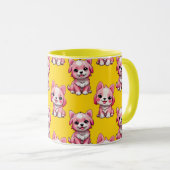 Roze Moppige Honden - Geel Mok (Voorkant rechts)