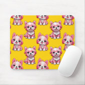 Roze Moppige Honden - Geel Muismat (Met muis)