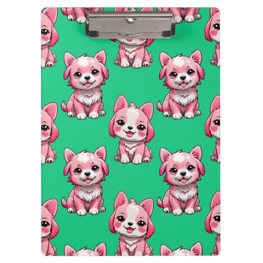 Roze Moppige Honden - Groen Klembord (Voorkant)