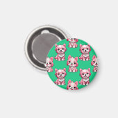 Roze Moppige Honden - Groen Magneet (Voorkant / Achterkant)