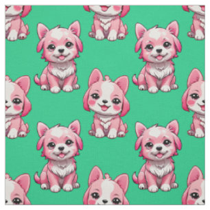Roze Moppige Honden - Groen Stof