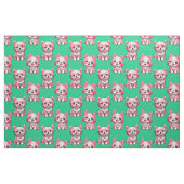 Roze Moppige Honden - Groen  Stof (Fat Quarter)