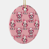 Roze Moppige Honden Keramisch Ornament (Rechts)