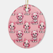 Roze Moppige Honden Keramisch Ornament (Links)