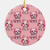 Roze Moppige Honden Keramisch Ornament (Achterkant)