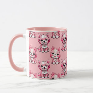 Roze Moppige Honden Mok