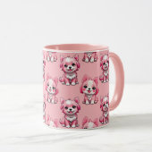 Roze Moppige Honden Mok (Voorkant rechts)