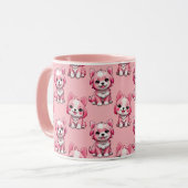 Roze Moppige Honden Mok (Voorkant links)