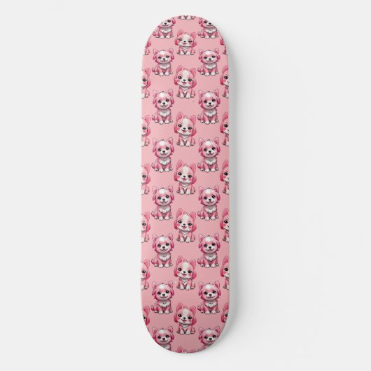 Roze Moppige Honden Persoonlijk Skateboard (Voorkant)