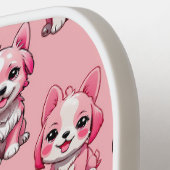 Roze Moppige Honden Pickleball Paddle (Links Detail)