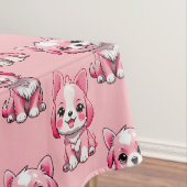 Roze Moppige Honden Tafelkleed (Voorbeeld)