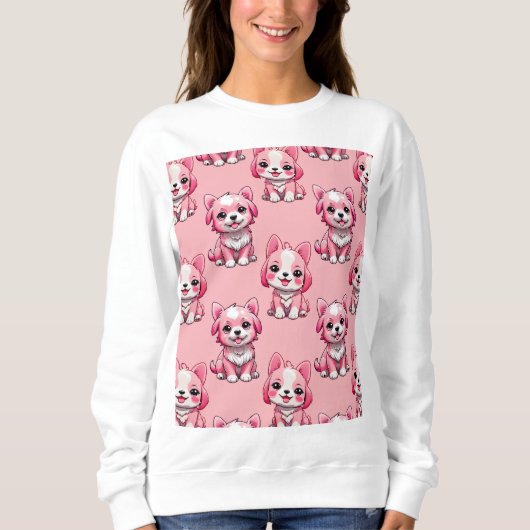Roze Moppige Honden Trui (Voorkant)
