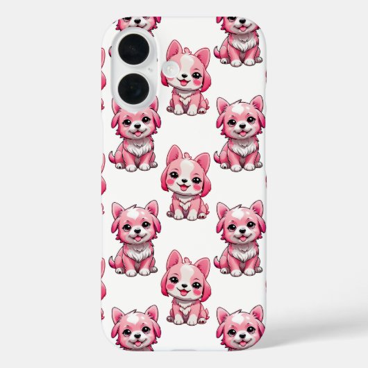 Roze Moppige Honden - Wit  Case-Mate iPhone Case (Achterkant)