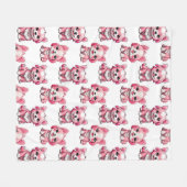 Roze Moppige Honden - Wit Fleece Deken (Voorkant (Horizontaal))