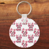 Roze Moppige Honden - Wit Sleutelhanger (Voorkant)