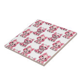 Roze Moppige Honden - Wit  Tegeltje (Zijkant)