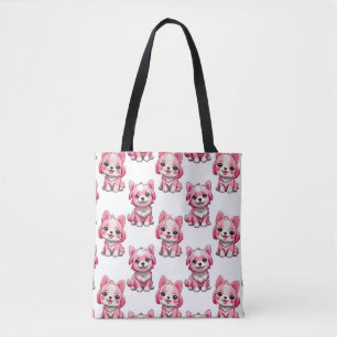 Roze Moppige Honden - Wit  Tote Bag