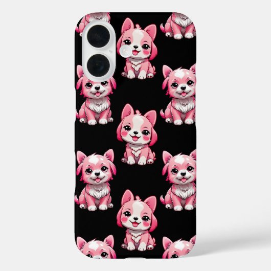 Roze Moppige Honden - Zwart Case-Mate iPhone Case (Achterkant)