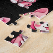 Roze Moppige Honden - Zwart  Legpuzzel (Zijkant)