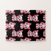 Roze Moppige Honden - Zwart  Legpuzzel (Horizontaal)