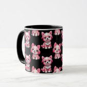 Roze Moppige Honden - Zwart Mok (Voorkant links)