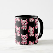 Roze Moppige Honden - Zwart Mok (Voorkant rechts)