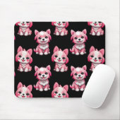Roze Moppige Honden - Zwart Muismat (Met muis)