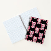 Roze Moppige Honden - Zwart Notitieboek (Binnen)
