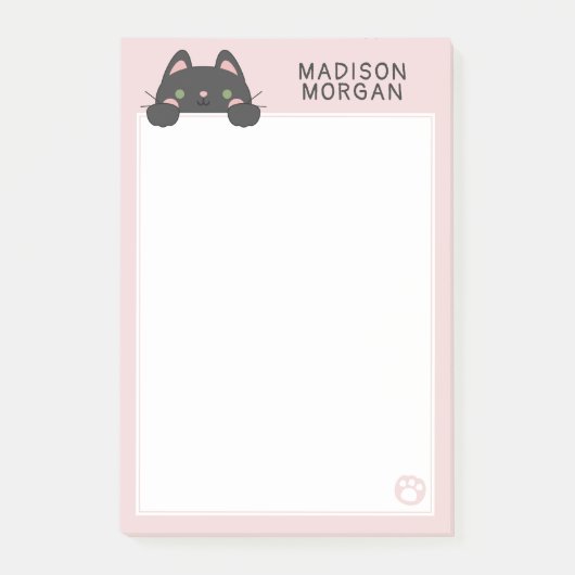 Roze Mopshondje & Pootjes Voeg Jouw Naam Toe Post- Post-it® Notes (Voorkant)