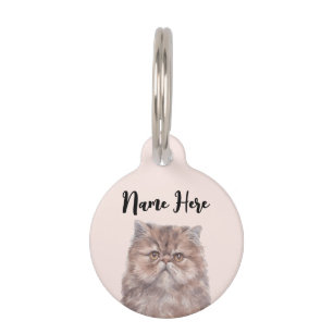 Roze Mopshoofd Perzische Kat Huisdierpenning