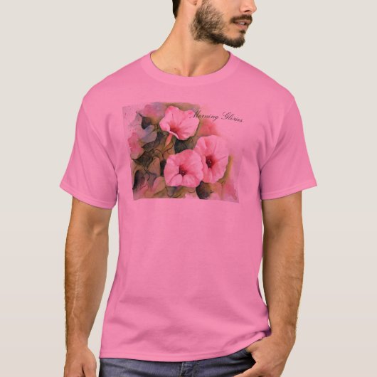 Roze morning Glories T-shirt (Voorkant)
