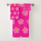 Roze Mos Roos Bloem Naadloos Patroon op Bad Handdoek (Insitu)