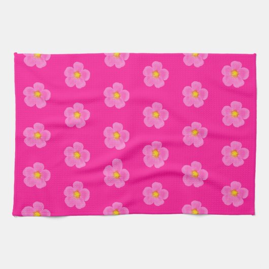 Roze Mos Roos Bloem Naadloos Patroon op Theedoek (Horizontaal)