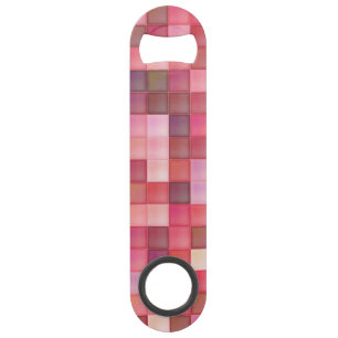 Roze Mosaic Squares Patroon Speed Flessenopener