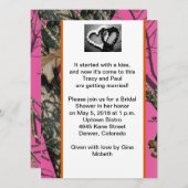 Roze Mossy Oak Bridal Shower-uitnodiging Kaart (Voorkant / Achterkant)