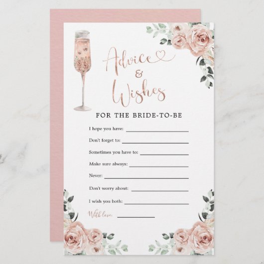 Roze mosterd Roos Petals Prosecco Advice & Wishes (Voorkant / Achterkant)