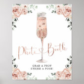 Roze mosterd Roos Petals Prosecco Foto Booth Sign Poster (Voorkant)