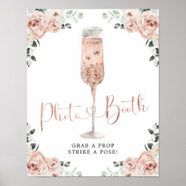 Roze mosterd Roos Petals Prosecco Foto Booth Sign Poster