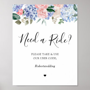 Roze mosterdblauwe hydrangeas heeft een ritje nodi poster