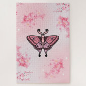 Roze mot met sakura bloem achtergrond legpuzzel (Verticaal)