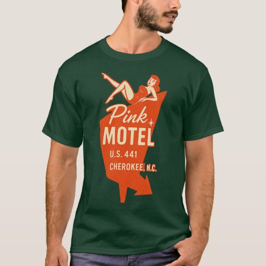 Roze Motel Fairy - Cherokee, NC Retro 50s & 60s Ro T-shirt (Voorkant)