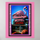 Roze Motel van Flamingo Motel Teken op een Poster (Voorkant)