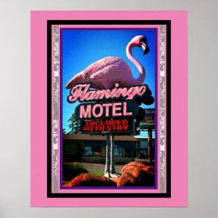  Roze Motel van Flamingo Motel Teken op een Poster