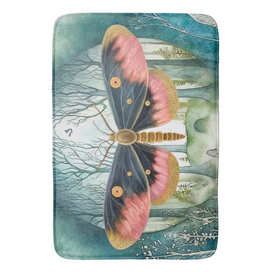 Roze Moth Bos Night Badmat (Voorkant Verticaal)