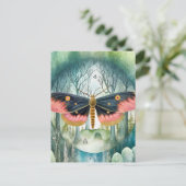 Roze Moth Bos Night Briefkaart (Staand voorkant)