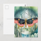 Roze Moth Bos Night Briefkaart (Voorkant / Achterkant)