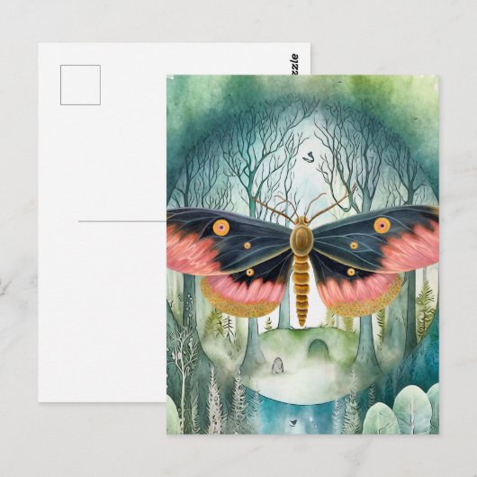Roze Moth Bos Night Briefkaart (Voorkant / Achterkant)