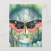Roze Moth Bos Night Briefkaart (Voorkant)