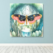Roze Moth Bos Night Canvas Afdruk (Insitu (Houten vloer))