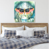 Roze Moth Bos Night Canvas Afdruk (Insitu (Slaapkamer))